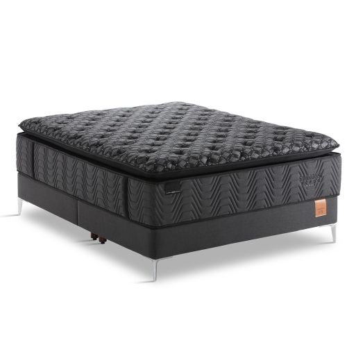 Conjunto Cama Box e Colchão Simmons Black Plush Série 5 — Tecnologia Belga