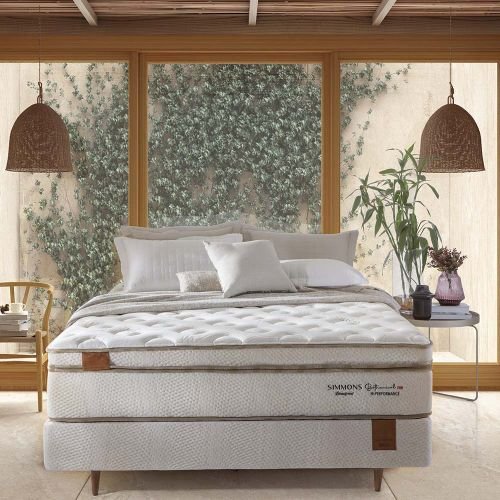 Conjunto Cama Box e Colchão Simmons Bamboo Origem Bothanical Firm Série 4 — Firm
